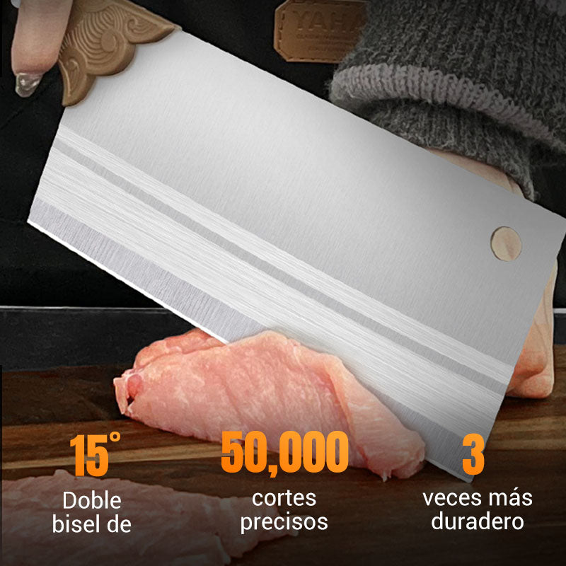🔪🌟🍳Cuchillo tipo hacha de cocina forjado, afilado y duradero✂️🥩