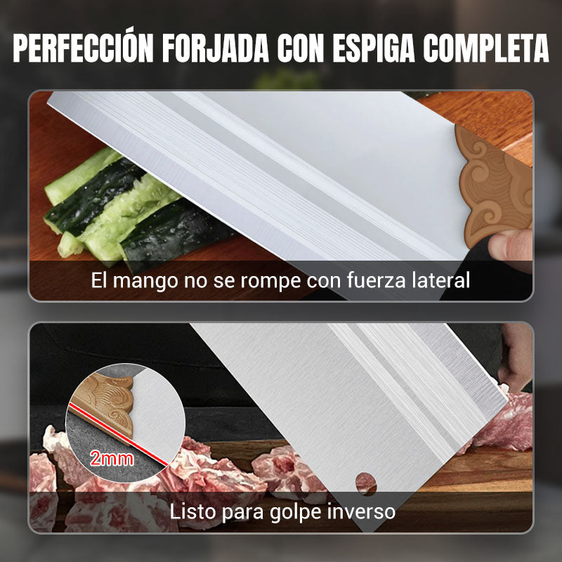 🔪🌟🍳Cuchillo tipo hacha de cocina forjado, afilado y duradero✂️🥩