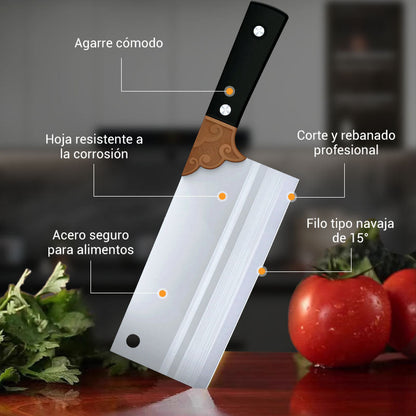 🔪🌟🍳Cuchillo tipo hacha de cocina forjado, afilado y duradero✂️🥩